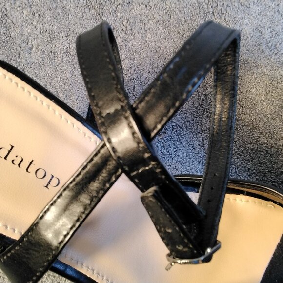 🖤 Modatope Black Platform Block Heels Size 6 Sandals Open Toe Pumps Ankle Strap - Picture 5 of 13